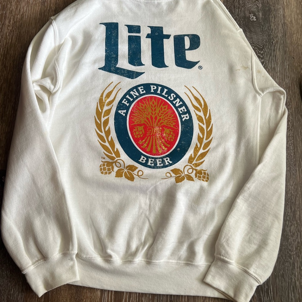 White Miller Lite Crewneck Sweater